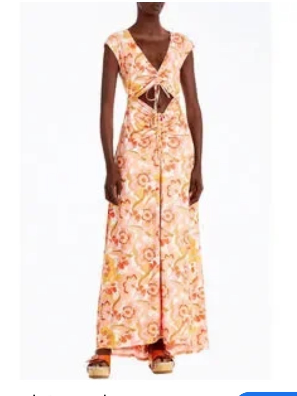AFRM Lizette cutout ruched floral stretch maxi dress EUC size smallβ